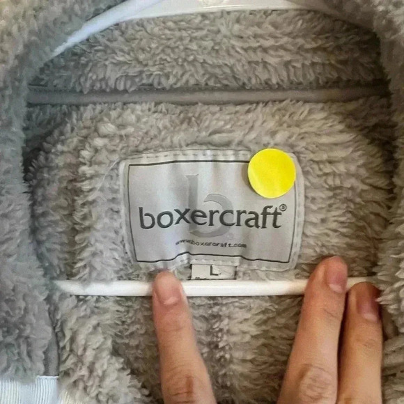 Boxercraft Fuzzy Fleece Pullover hoodie white gray L - Picture 2 of 4